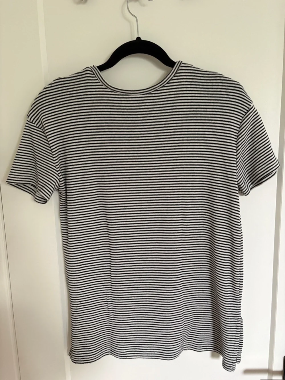 Zara Black & White Striped Pocket Tee with Yellow Floral Patch - Picture 2 of 4